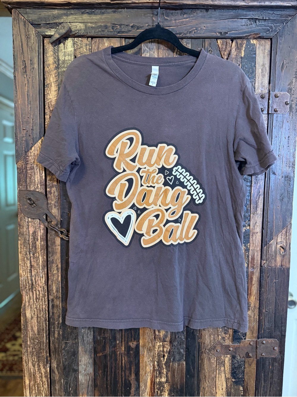 Run the Dang Ball Football T Shirt Women M Brown Game Day vintage style Graphic